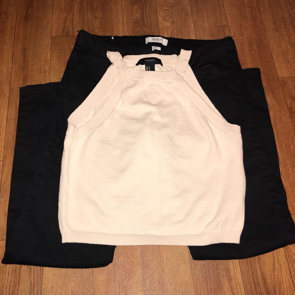 White tank top with black jean bundle